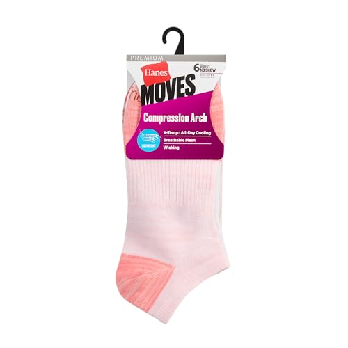 Hanes Women's No Show Copper Ankle Socks - Performance Cushioned with Arch Support, X-Temp, 5-9