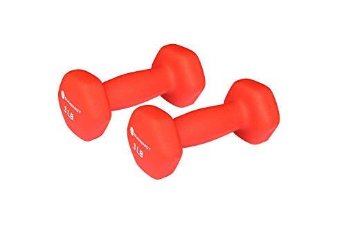 Dumbbells Set of 2 Neoprene Coated, Non-Slip Grip Pair - 3.0 Lbs Each
