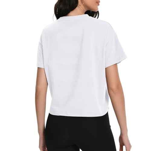 Workout Crop Tops Oversized Tshirts for Women Drop Shoulder Cotton Short Sleeve Tees Boxy Yoga Shirts 2025
