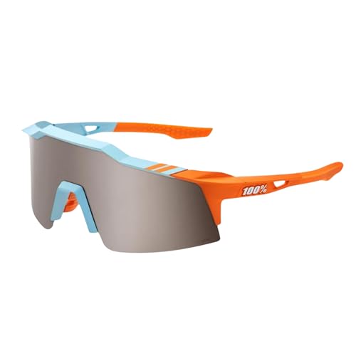 100% Speedcraft XS Sport Performance Cycling Sunglasses (Soft Tact Two Tone - HiPER Silver Mirror Lens)