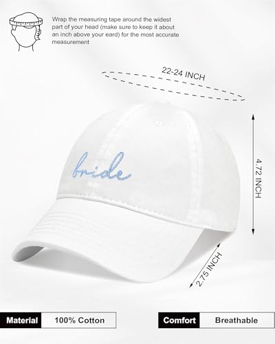 Bride and Groom Hats Wedding Couple Accessories White Blue Adjustable Cap