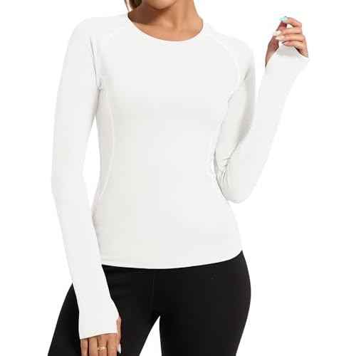 Loovoo Workout Tops for Women 1/2 Pack Long Sleeve Athletic Shirts with Thumb Holes Breathable Quick Dry Yoga T-Shirts