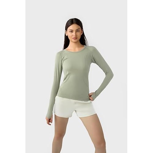 LUYAA Women's Workout Tops Long Sleeve Shirts Yoga Sports Breathable Gym Athletic Top Slim Fit