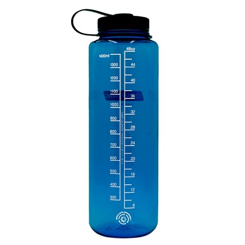 Nalgene Sustain Tritan BPA-Free Water Bottle Made with Material Derived from 50% Plastic Waste (using ISCC certified mass balance), 48 OZ, Wide Mouth, Blue
