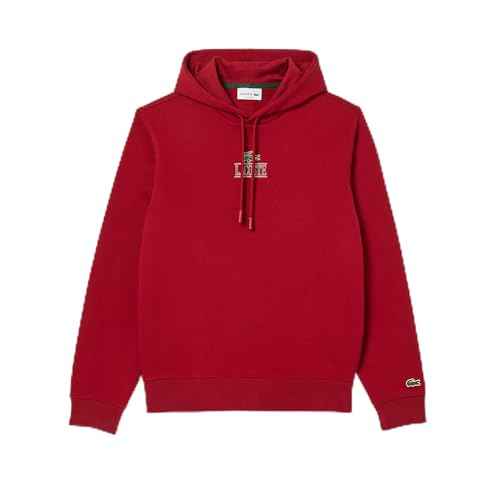 Lacoste mens Classic Fit Long Sleeve Hooded Sweatshirt W/Small Croc Graphic on the Chest & Adjustable Neck