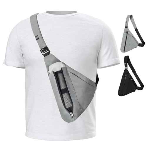 Sling Bag for Men,RFID Crossbody Hiking Backpack Chest Shoulder Tactical Bag with Water Bottle Bag for Travel