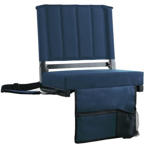 Sport Beats Stadium Seat with Back Support, Folding Bleacher Chair - Navy Blue, 1