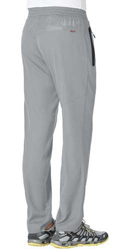 Men's Lightweight Quick Dry Hiking & Workout Sweat Pants - Large, Light Grey