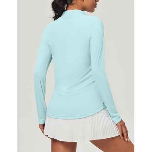 Heathyoga Womens Long Sleeve Workout Tops Golf Shirts for Woman UPF 50+ UV Sun Protection SPF Shirts Quarter Zip Pullover