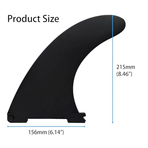 Black Paddleboard Fin Replacement - Quick Install, Nylon Fiberglass, Center Fin for SUP