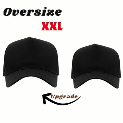 Oversize XXL Trucker Hat for Men Big Head Baseball Cap - One Size Black