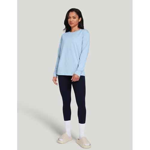 HeyNuts Pima Cotton Workout Long Sleeve Shirts for Women Crew Neck Athletic Basic Shirts Casual Tops