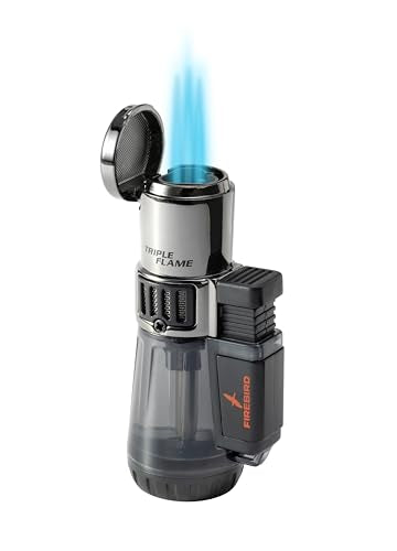 Triple Jet Flame Lighter 2-Pack - Windproof Torch, Adjustable Flame, Durable Design - Black + Clear