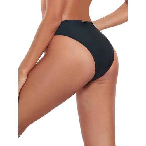 RELLECIGA Women's Cheeky Mid Waisted High Cut Bikini Bottoms