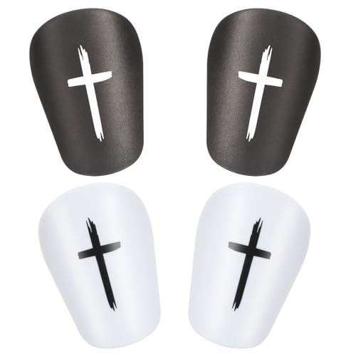 Mini Soccer Shin Guards 2 Pairs Black & White Impact Protection for Men Women