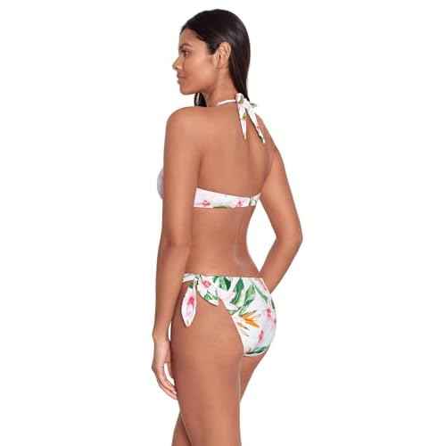 Lauren Ralph Lauren Women's Watercolor Tropical Floral Tie Front Halter Bikini Top