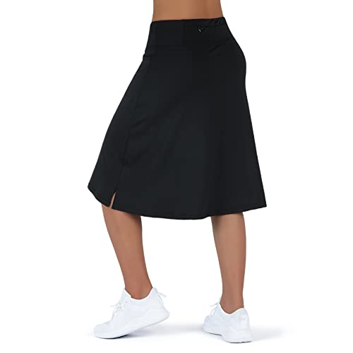 beroy Women's Midi Length Skorts with 3 Pockets - Black, Large