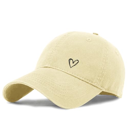 Vintage Heart Embroidered Baseball Cap - Distressed Adjustable Unisex Hat