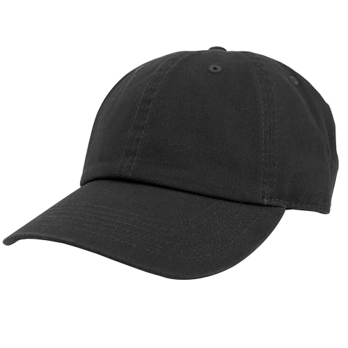 Black Cotton Baseball Cap Hat - Adjustable, Plain, Wholesale 12 Pack - One Size
