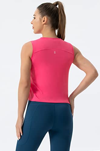 Ice Silk Workout Tank Top for Women - Bright Pink, Medium, Quick Dry Fitness Shirts