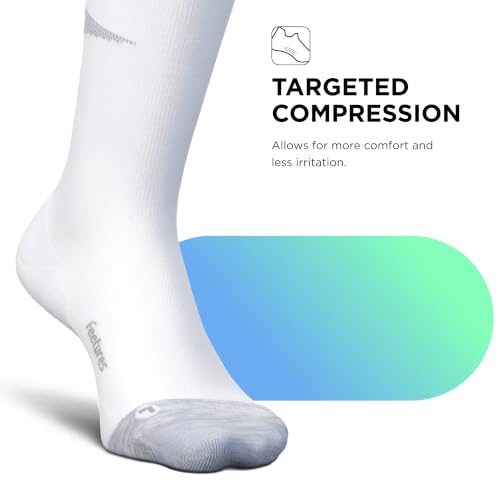 Feetures Compression Knee High Socks - Medium White, Graduated Support for Men & Women