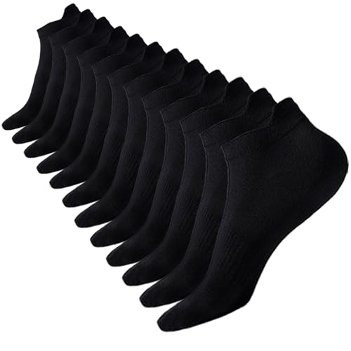 Ankle Compression Socks for Women - 6 Pairs Short Support Socks - Black