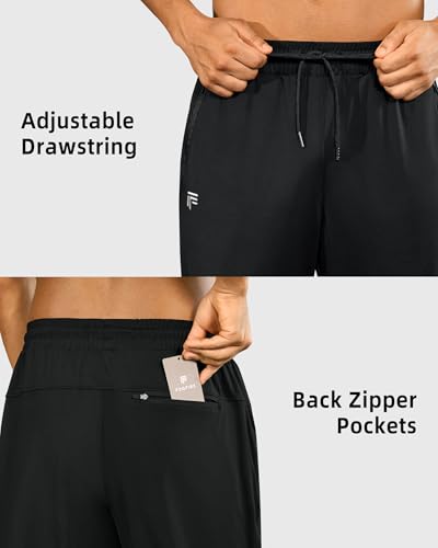 Men's Sweatpants with Zipper Pockets Joggers for Men Workout and Gym - Black, XL