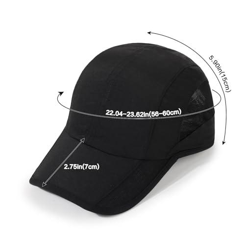 Quick Dry Baseball Cap Unstructured Water Resistant Golf Hat - Black