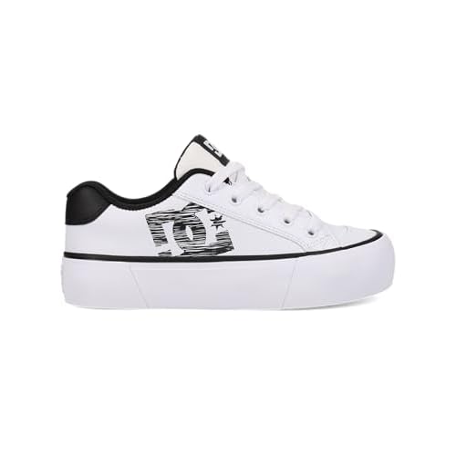 DC Women's Chelsea Platform Sneaker, White/Black, 8.5