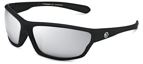 Polarized Wrap Around Sports Sunglasses UV400 Protection Matte Black Silver Mirror