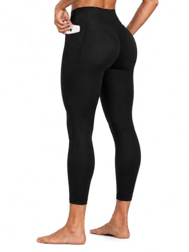 Sunzel Sustainable Butt Lifting Capri Leggings with Pockets - 21 Inch Inseam, Medium, Black