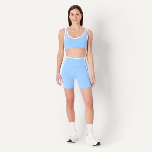 Women's Active Support Sports Bra with Removable Cups - Light Blue/White, Small
