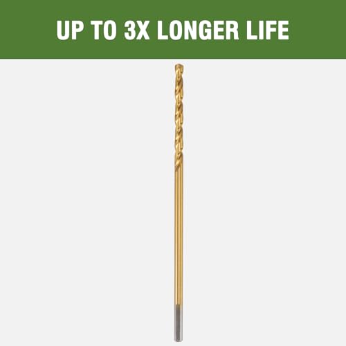 1/4 Inch x 12 Inch Titanium-Coated Drill Bits - Aircraft Steel High Speed Steel, 2 Pack