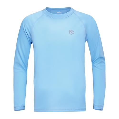Boys UPF 50+ Swim Shirt Long Sleeve, 1 or 2 Pack UV Sun Protection Rash Guard, Youth Kids SPF Water Shirts for Beach Surf