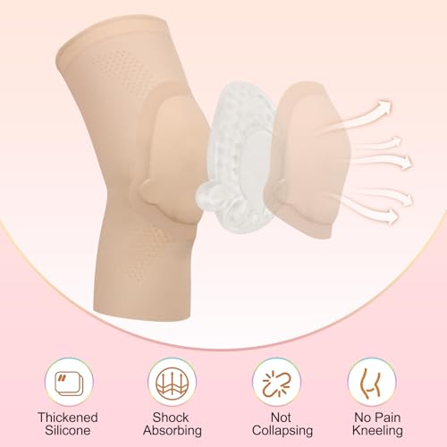 Ultra-Thin Dance Knee Sleeves with Gel Pads for Ballet, Yoga, Cheerleading, Girls, Small / Skin