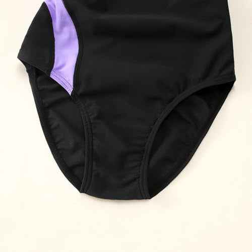 Kids Girls Athletic Swimsuit One Piece Solid Swimwear for Practice and Competition in Black and Navy Bathing Suit