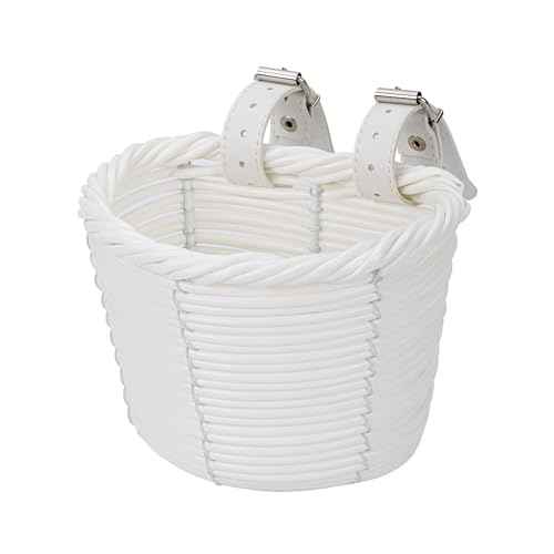 Kids Bike Basket Front, Little Girls Bicycle Small Baskets for Women Brown Mini Cute Round Wicker Woven Lass Basket for Boys