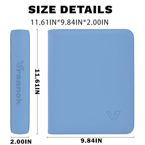 Sky Blue 4-Pocket Toploader Binder for 128 3x4 Rigid Trading Cards