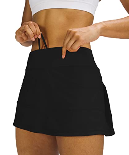 X-Small Women's Pleated Tennis Skirt with Pockets Activewear Sports Skort Built-in Shorts - Black