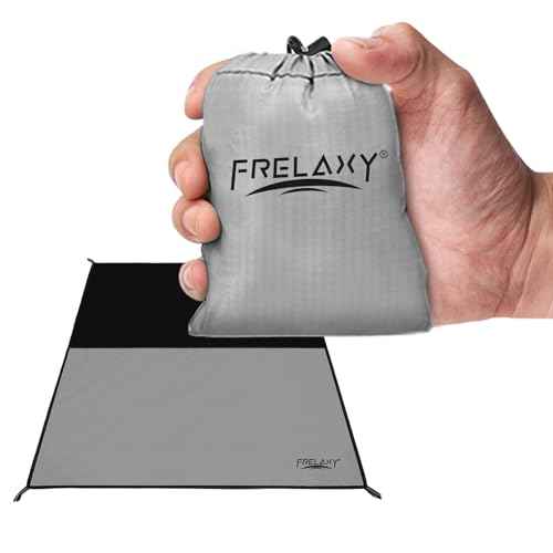 Frelaxy Pocket Picnic Blanket, Waterproof Sandproof Beach Mat, Compact Camping Tarp for Festivals, Hiking, Travel, Outdoor Recreation (Grey, 28'' x 47'')