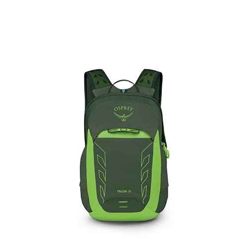 Osprey Talon Jr Boy's Lightweight Hiking Backpack - Kids Adventure Backpack for Travel & Camping, Green Canopy