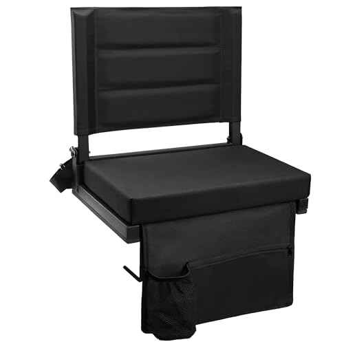Stadium Seats for Bleachers with Back Support, Portable Bleacher Seats with Thick Padded Cushion and Shoulder Strap, Wide Stadium Seat Chair Includes Hooks, Cup Holder and Side Pocket
