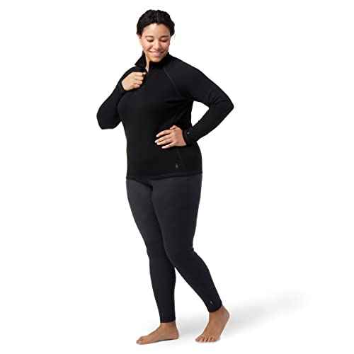 Smartwool Women's Plus Size Classic Thermal Merino Wool Base Layer ? Quarter Zip (Slim Fit), Black, 1X