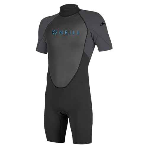 O'Neill Youth Reactor-2 2mm Back Zip Short Sleeve and Short Leg Spring Wetsuit, Lightweight Warmth with Good Flexibility for Surfing, Paddleboarding, Kayaking, Black/Graphite, 10