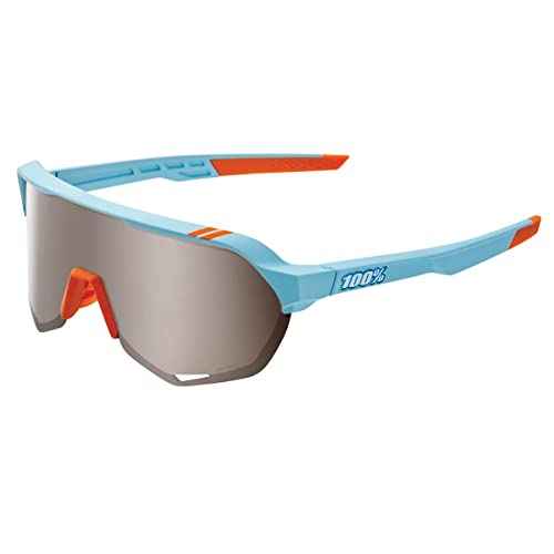 100% S2 Sport Performance Cycling Sunglasses (Soft Tact Black - HiPER Crimson Silver Mirror Lens)