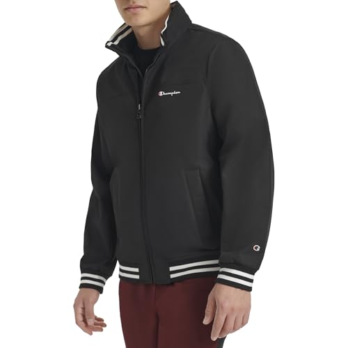 Champion mens Water Resistant Varsity Bomber Jacket With Flex Stand Collar
