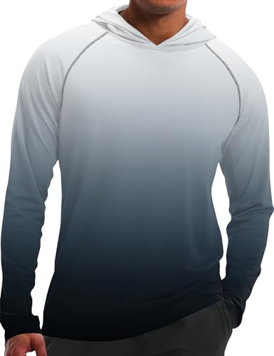 Men's UPF 50+ Sun Protection Hoodie Long Sleeve UV SPF Fishing Hiking Shirt Quick Dry Rash Guard