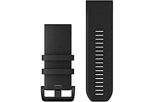Garmin Silicone Quickfit Armband for Fenix, Epix, Forerunner 745/945/955, MARQ - Black with Stainless Steel Hardware, 22mm