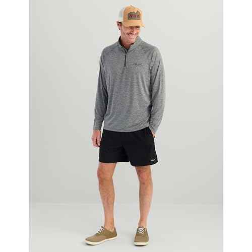 HUK Mens Airweight 1/4 Zip, Lightweight Performance Long Sleeve Pullover with UPF Sun Protection, Volcanic Ash Heather, 3X-Large
