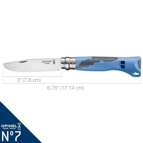 Opinel Junior No. 07 Folding Knife Blue Stainless Steel Safety Tip with Whistle